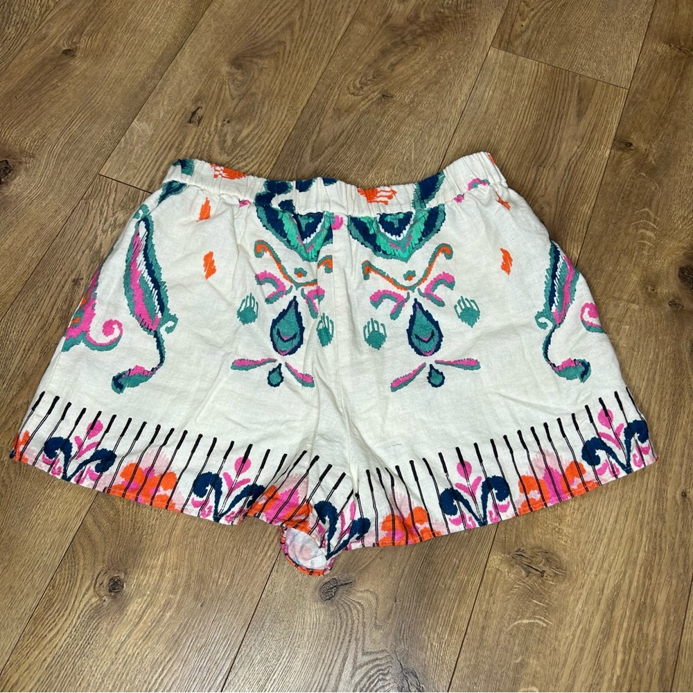 ZARA white with pink and turq detail shorts - Size M - Picture 5 of 6